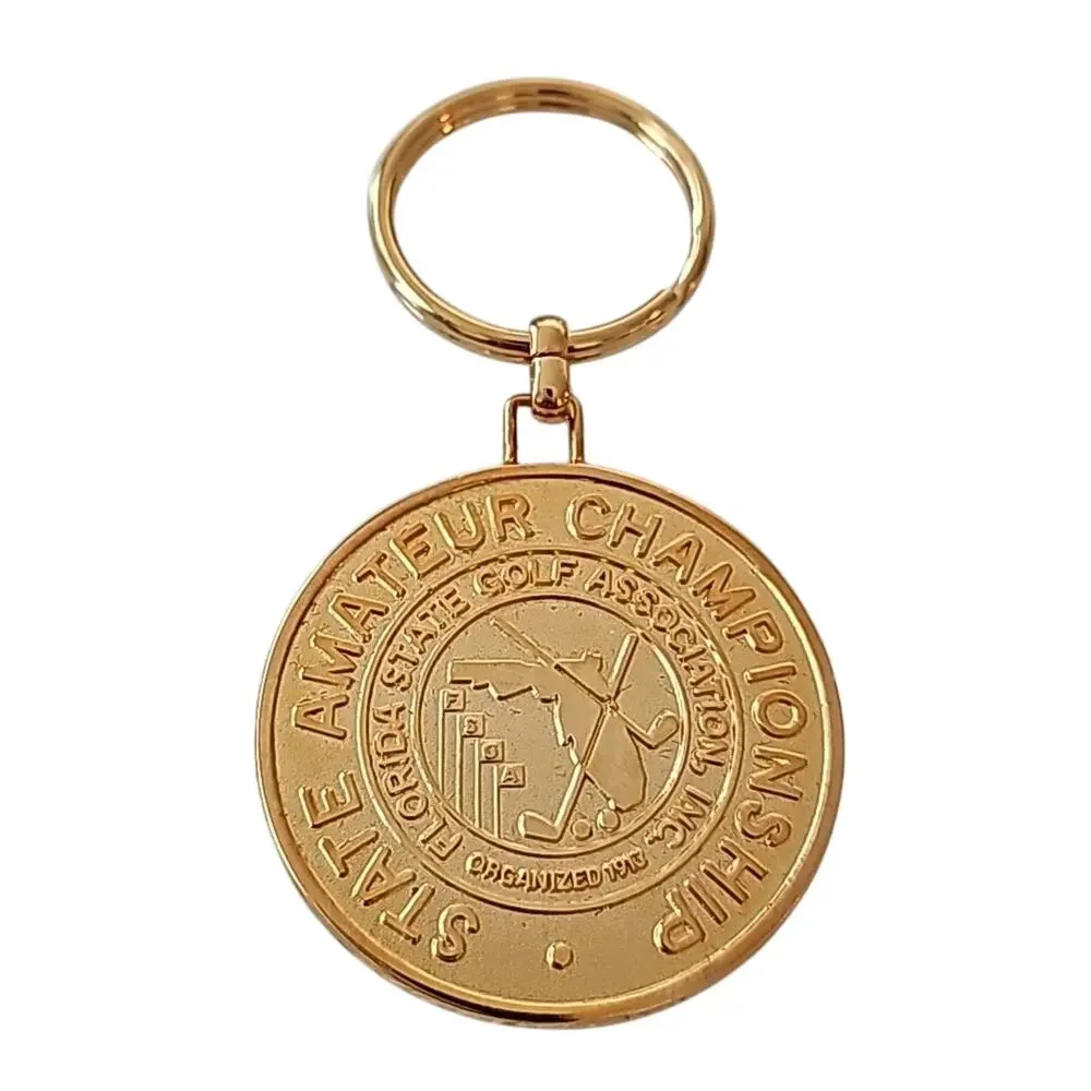 One Wine Bottle Cork Stopper w/Golfclubs Silvertone & One Championship Key Ring